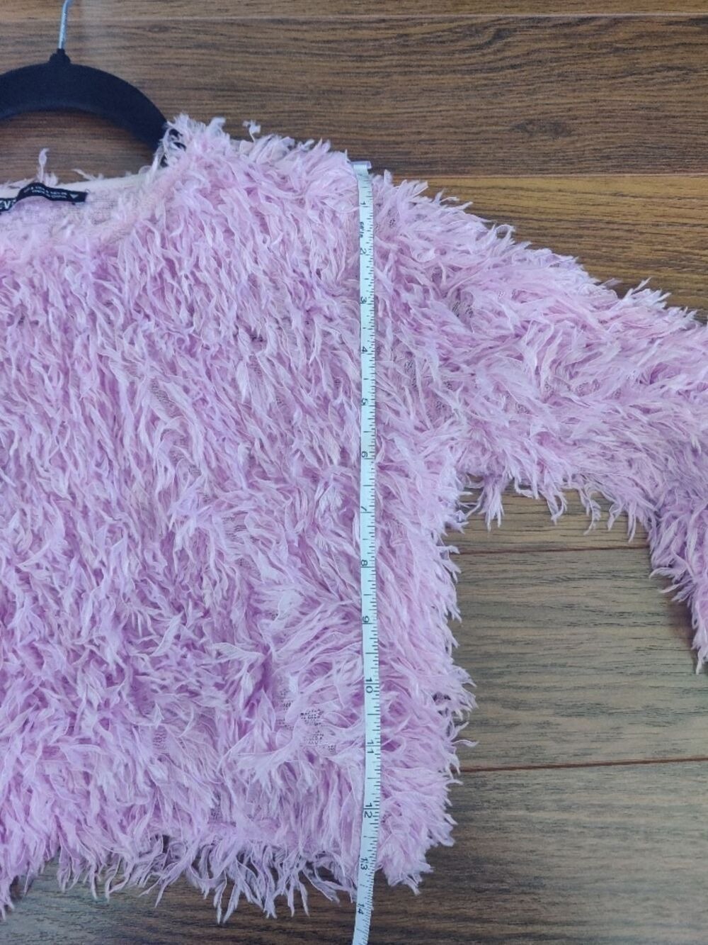 Zara Lilac Faux Fur Cropped Sweater Crewneck Fuzzy Plush S 0537 - Picture 7 of 7